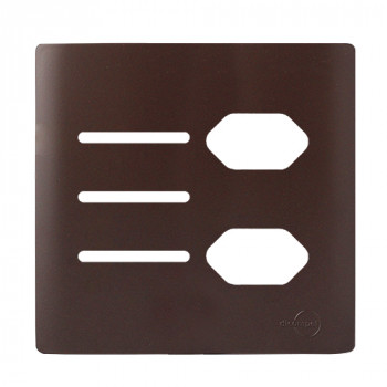 Placa p/ 3 Interruptores + 2 Tomada 4x4 - Novara Marrom Fosco